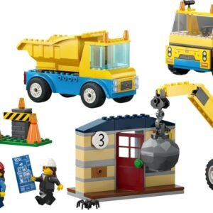 Építőipari teherautók és bontógolyós daru
