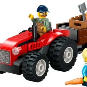 Piros traktor, utánfutó és juhok