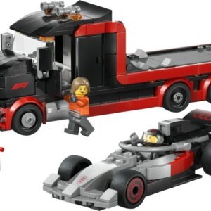 F1®-es kamion egy F1®-es Audi versenyautóval