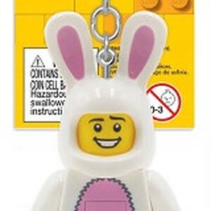 Fehér húsvéti nyuszi jelmezes figura világítós kulcstartó